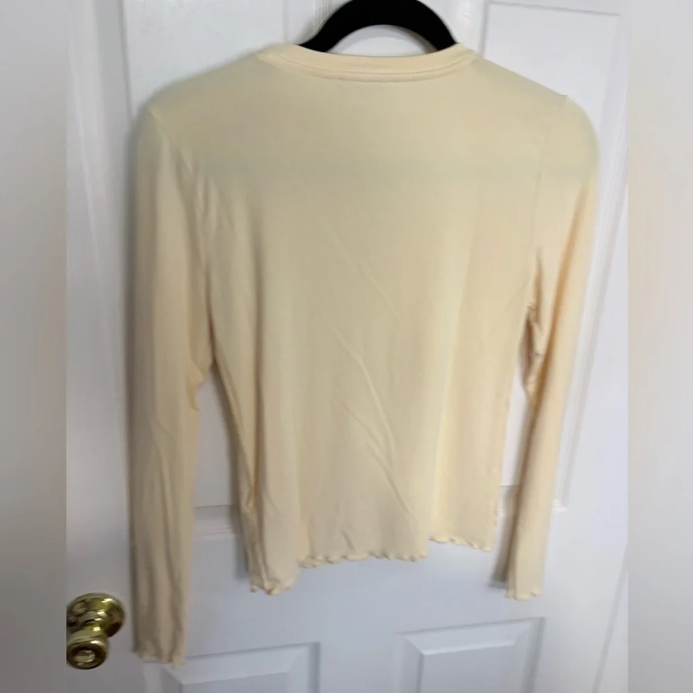 J.Crew Slim Fit Button Cuff Long Sleeve Tee | Soft Yellow | Size Small